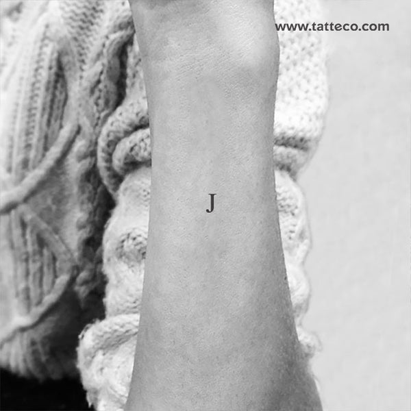 J Serif Capital Letter Temporary Tattoo - Set of 3