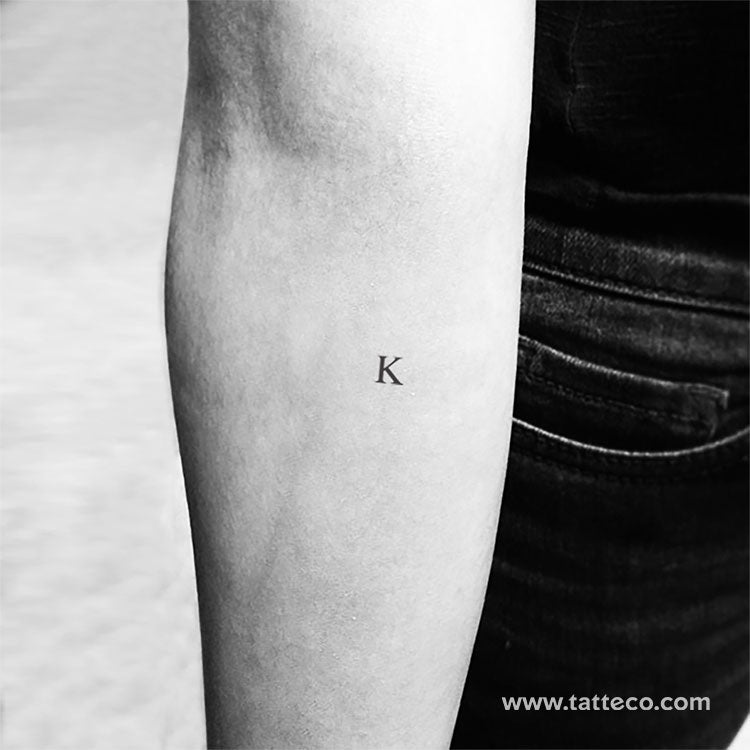 K Serif Capital Letter Temporary Tattoo - Set of 3