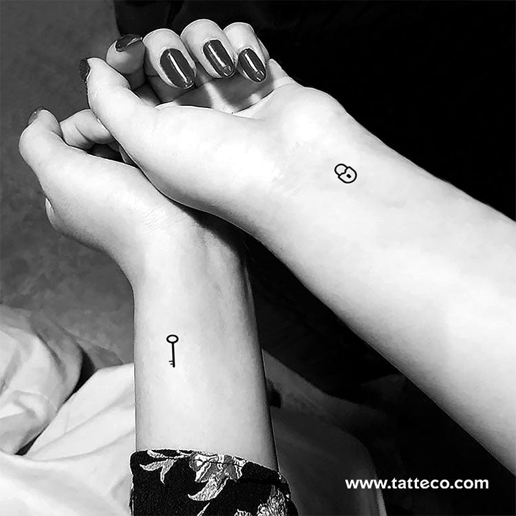 Matching Key and Padlock Temporary Tattoo - Set of 3+3
