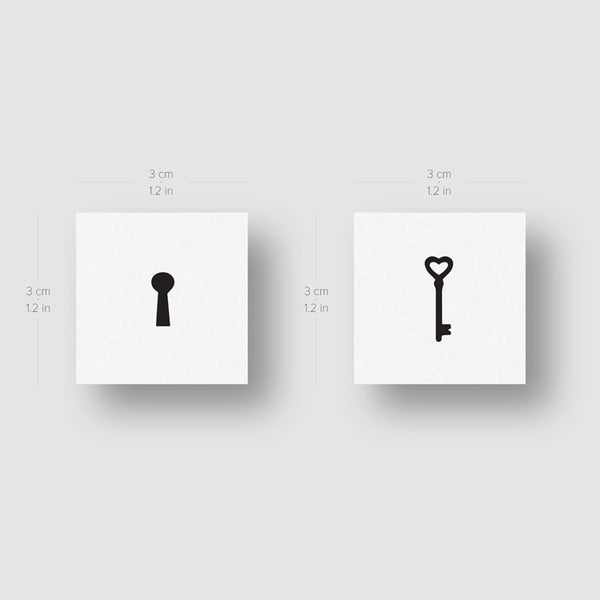 Key and Keyhole Temporary Tattoo - Set of 3+3
