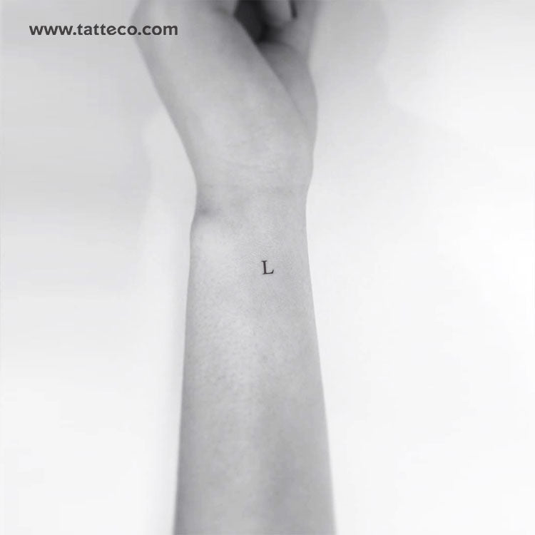 L Serif Capital Letter Temporary Tattoo - Set of 3