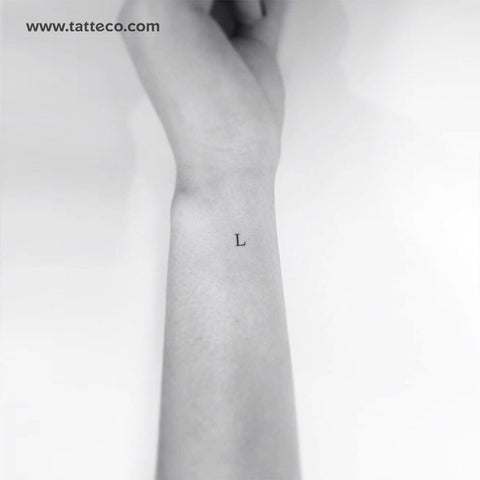 L Serif Capital Letter Temporary Tattoo - Set of 3