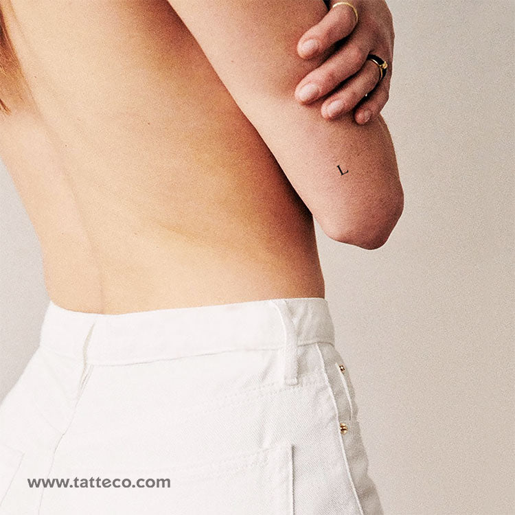 L Serif Capital Letter Temporary Tattoo - Set of 3