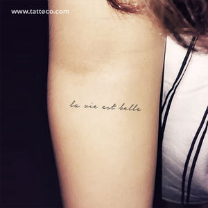 La Vie Est Belle Temporary Tattoo - Set of 3