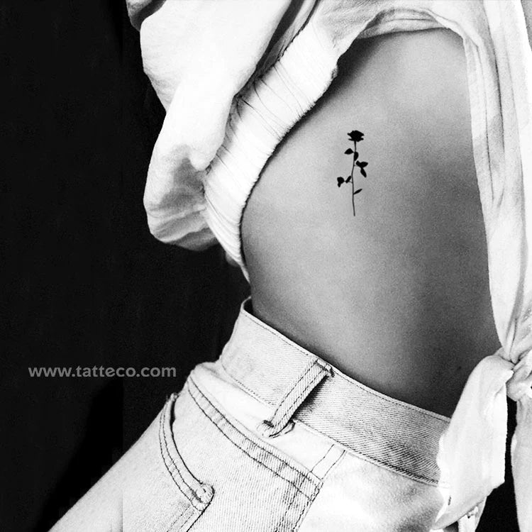 Tatuaje semipermanente de rosa negra (juego de 2)