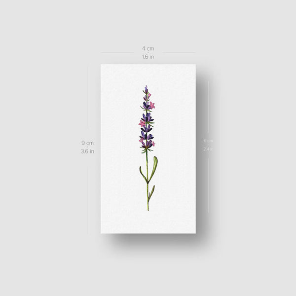 Watercolor Lavender Temporary Tattoo - Set of 3