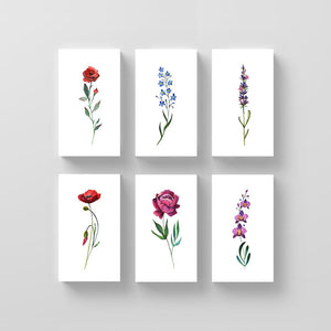 Watercolor Flower Temporary Tattoo Set One by Lena Fedchenko