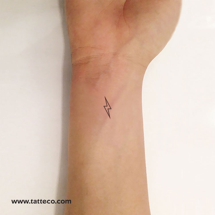 Lightning Bolt Outline Temporary Tattoo - Set of 3