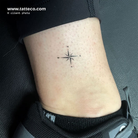 Tatuaje temporal de rosa de los vientos (pequeño) - Juego de 3