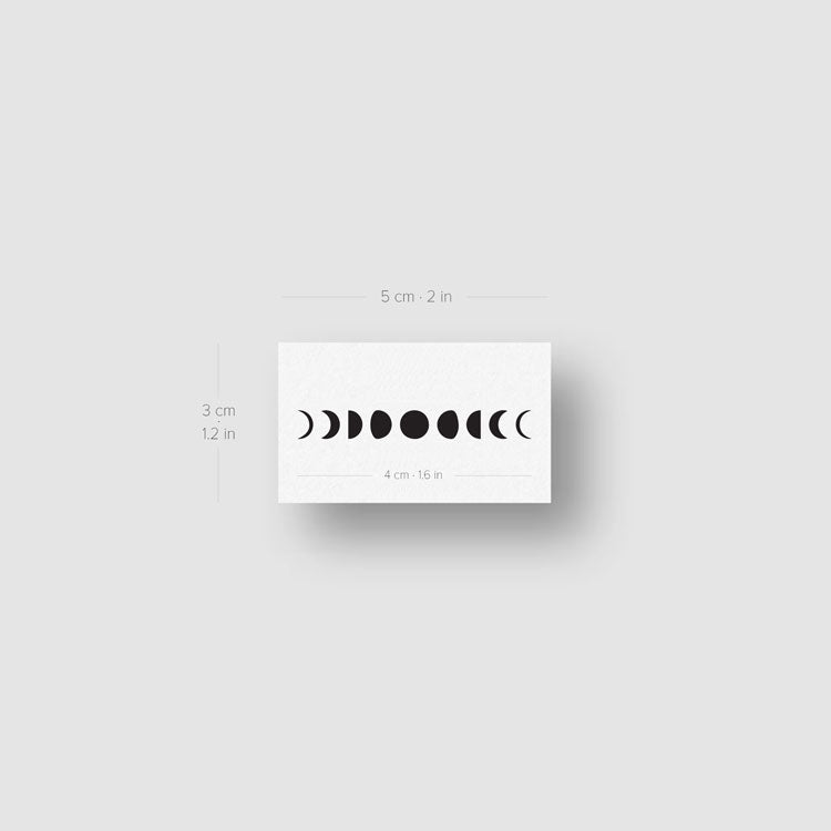 Tatuaje temporal de fases lunares pequeñas (juego de 3)
