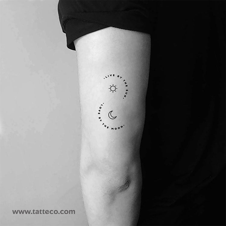 Live By The Sun Love By The Moon Temporary Tattoo - Set of 3