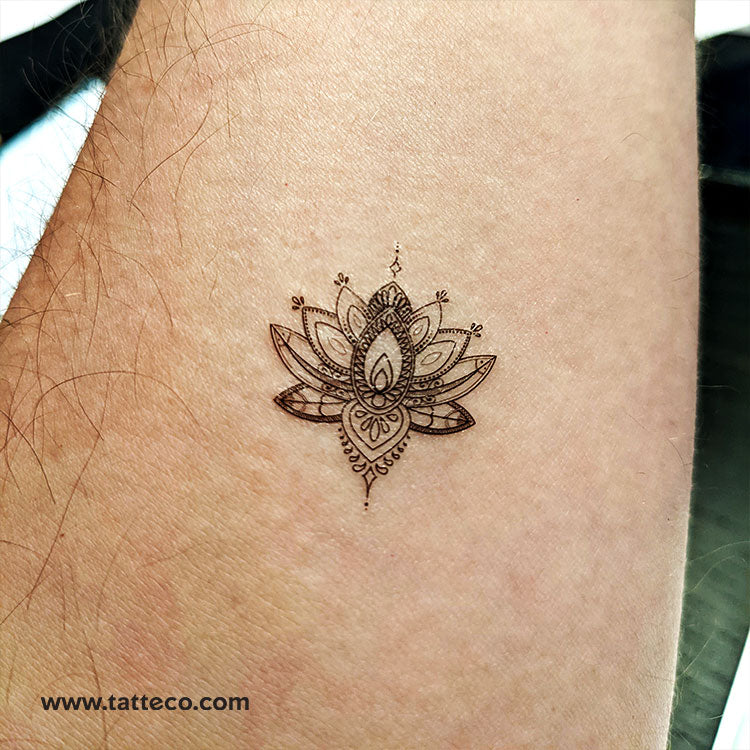 Small Sacred Lotus Flower Temporary Tattoo - Set of 3