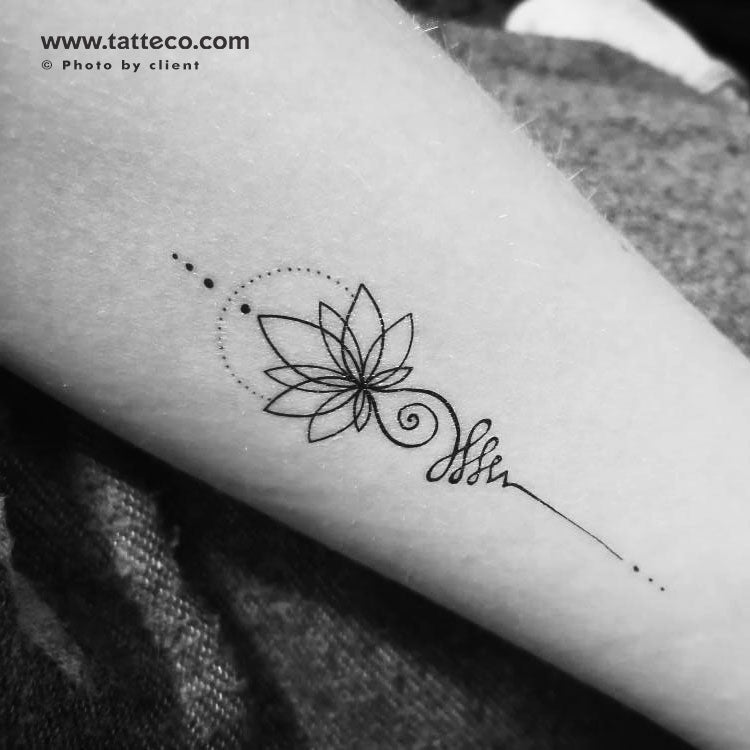 Tatuaje temporal de loto Unalome - Juego de 3