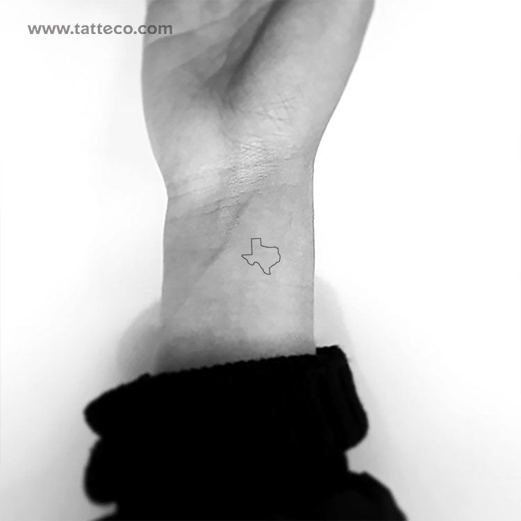 Tatuaje temporal de mapa de Texas de línea fina (juego de 3)