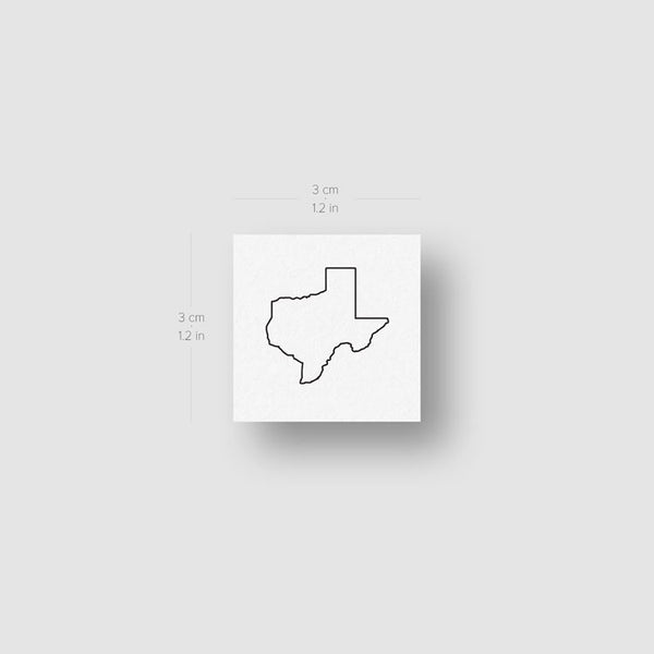 Fine Line Texas Map Temporary Tattoo - Set of 3