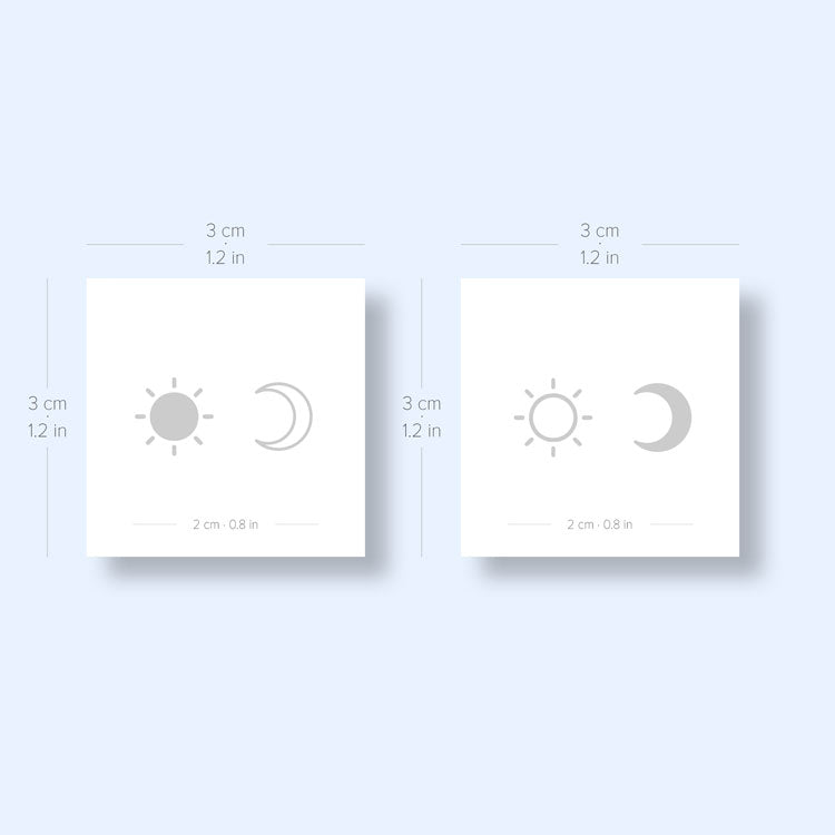 Matching Sun & Moon Couples Semi-Permanent Tattoos - Set of 2+2