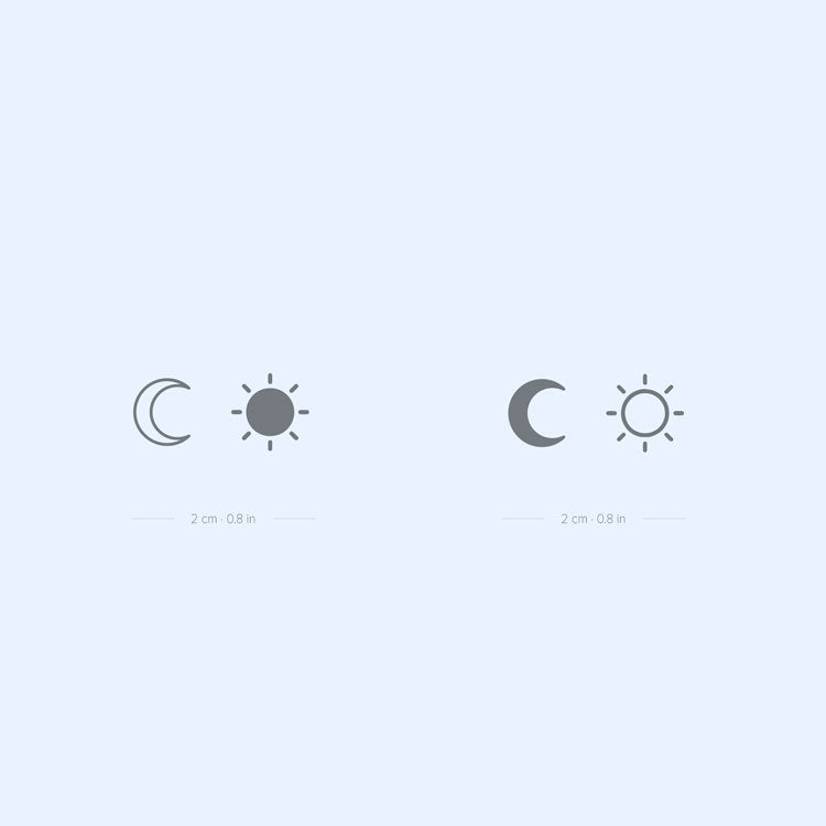 Matching Sun & Moon Couples Semi-Permanent Tattoos - Set of 2+2