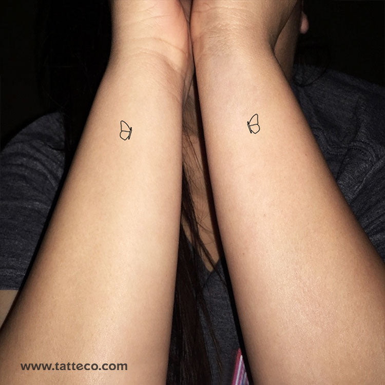 Tatuaje temporal de media mariposa a juego - Juego de 3 + 3