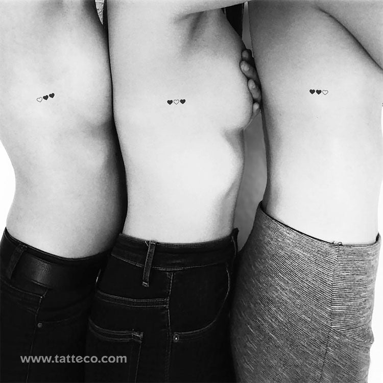 Matching Hearts Temporary Tattoo - Set of 3x3