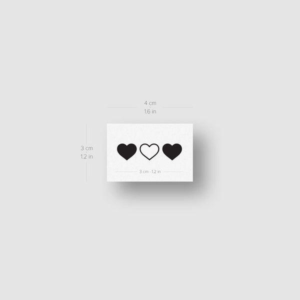 Matching Hearts Temporary Tattoo - Set of 3x3