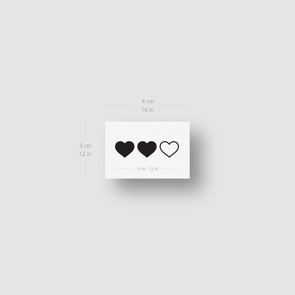 Matching Hearts Temporary Tattoo - Set of 3x3