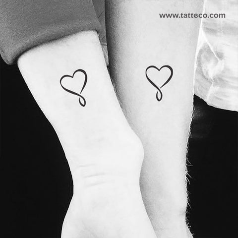 Matching heart infinity temporary tattoo.