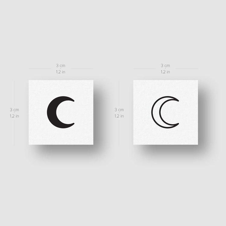 Matching Crescent Moon Temporary Tattoos - Set of 3+3