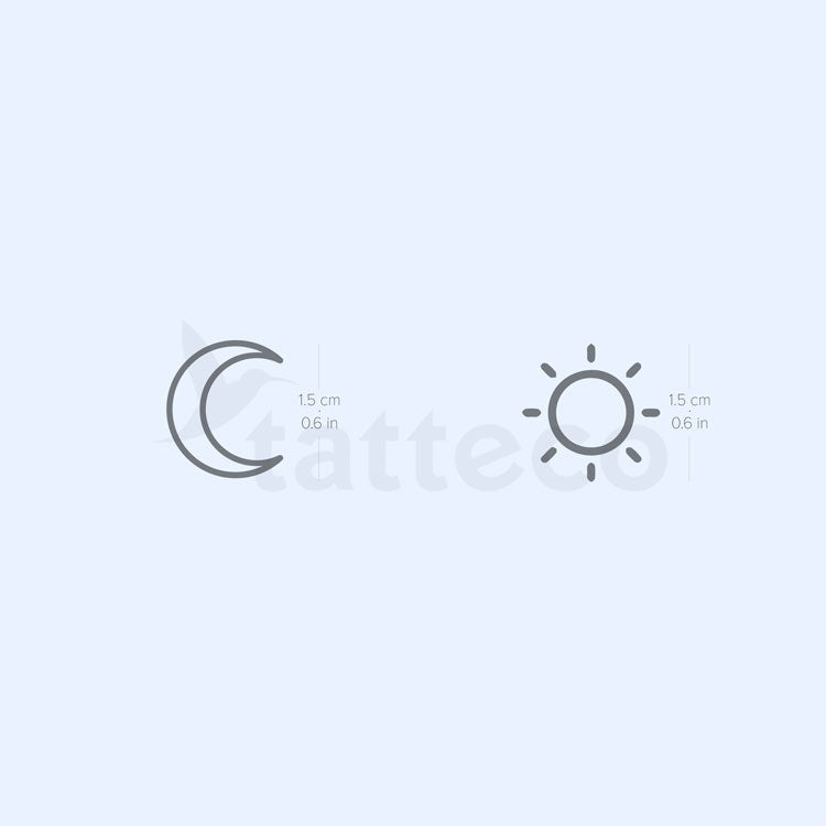 Matching Sun And Moon Semi-Permanent Tattoo - Set of 2+2