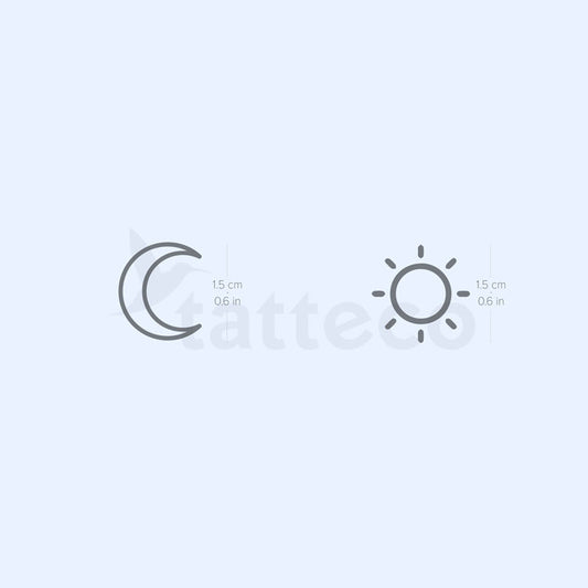 Tatuaje semipermanente de sol y luna a juego (juego de 2)