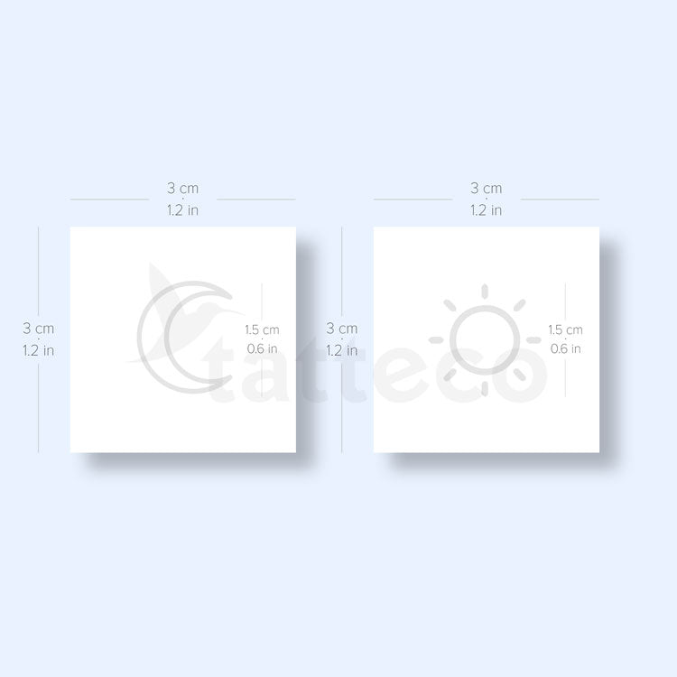 Matching Sun And Moon Semi-Permanent Tattoo - Set of 2+2