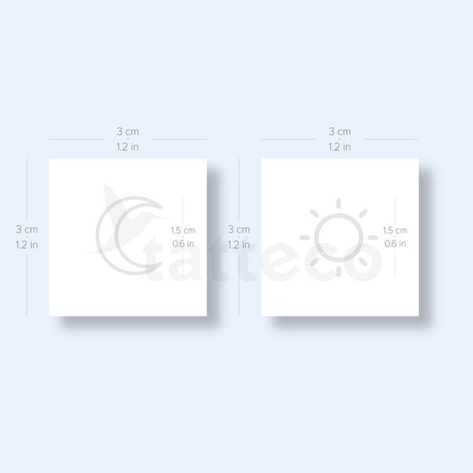 Tatuaje semipermanente de sol y luna a juego (juego de 2)