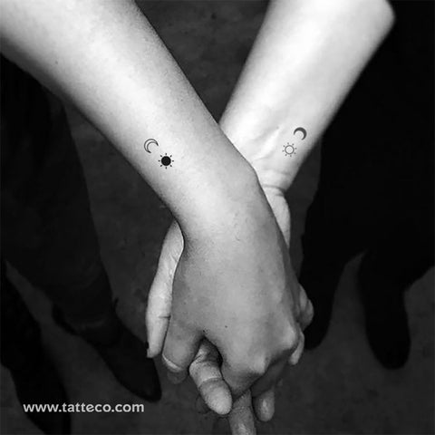 Matching Sun & Moon Couples Temporary Tattoos - Set of 3+3