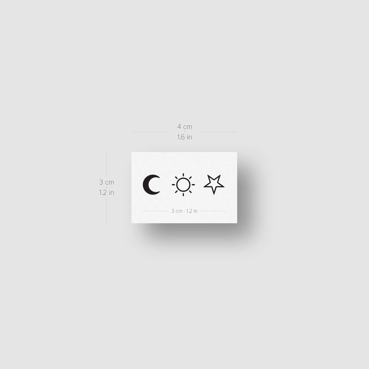 Matching Sun, Moon And Star Temporary Tattoo - Set of 3x3