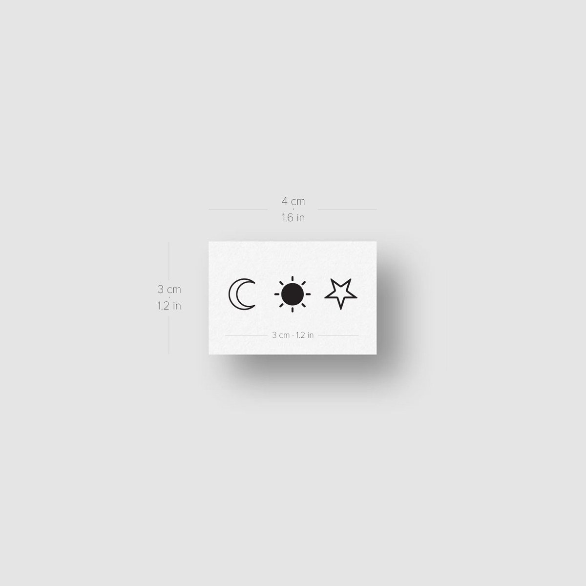 Matching Sun, Moon And Star Temporary Tattoo - Set of 3x3