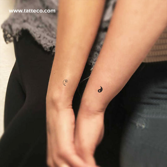 Tatuaje temporal Yin y Yang a juego - Juego de 3 + 3