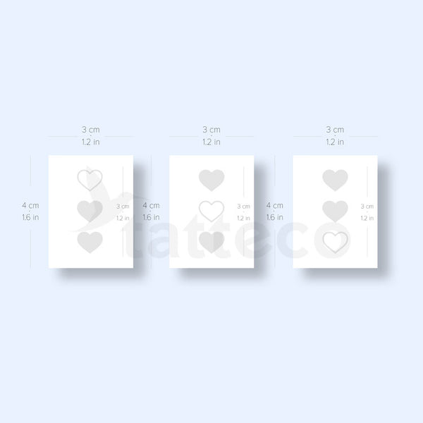 Matching 3 Hearts Semi-Permanent Tattoo - Set of 3x2