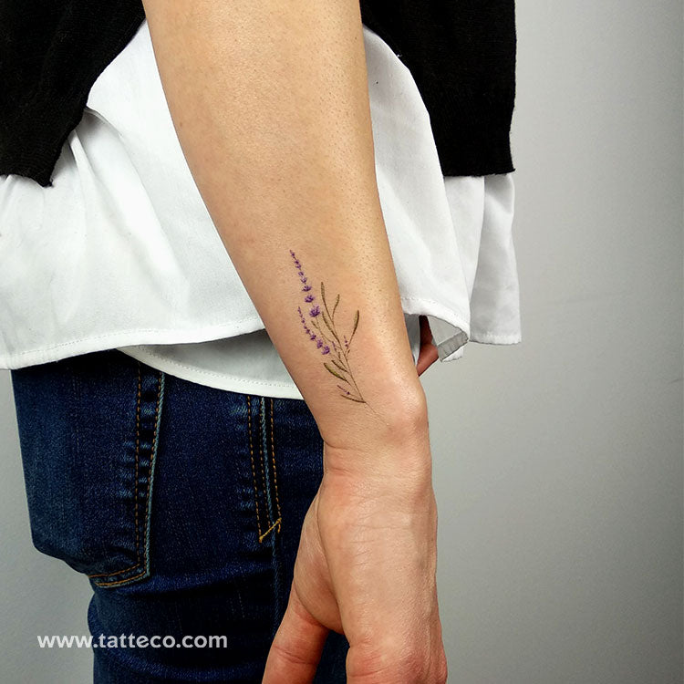 Tatuaje temporal ilustrativo de lavanda - Juego de 3