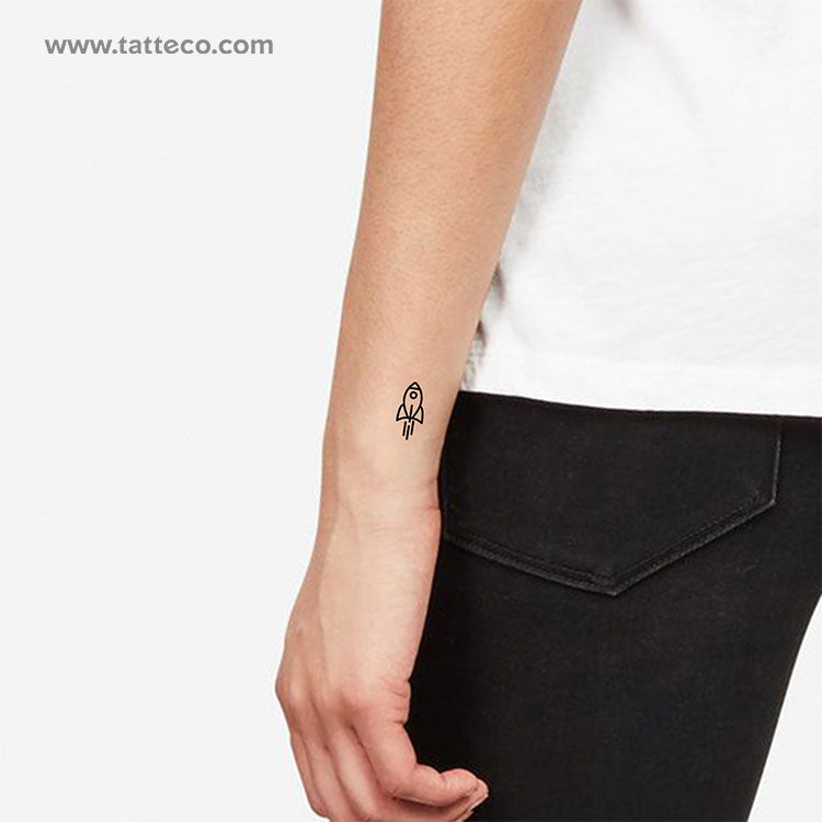 Minimalist Rocket Temporary Tattoo - Set of 3