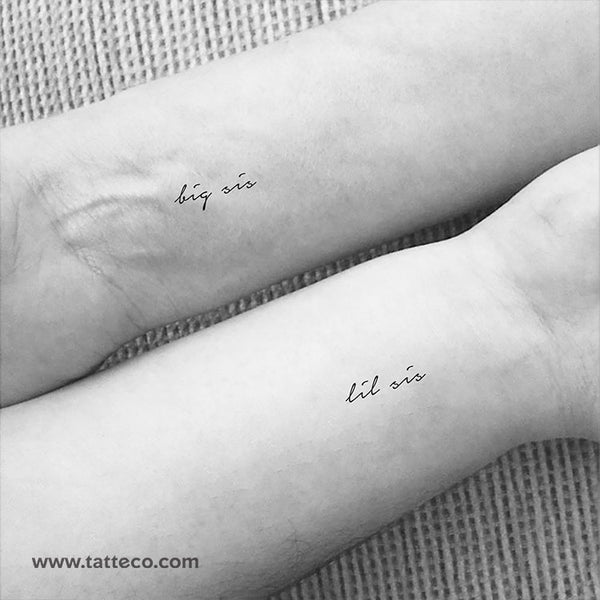 Matching Big Sis Lil Sis Temporary Tattoos - Set of 3+3