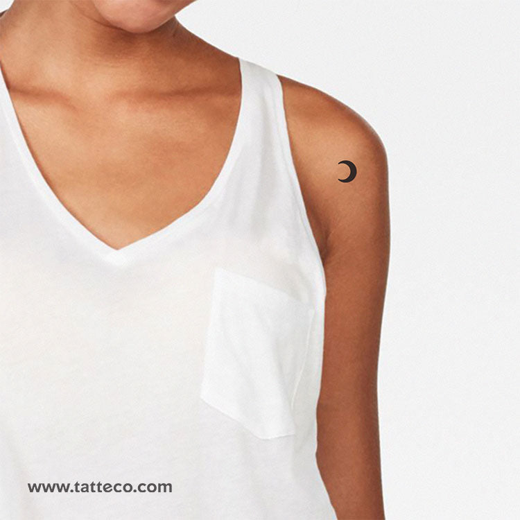 Black Crescent Moon Temporary Tattoo - Set of 3