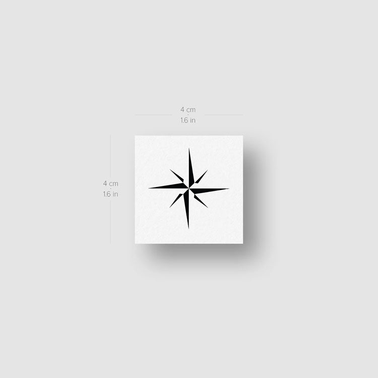 Minimalist Compass Rose Temporary Tattoo - Set of 3