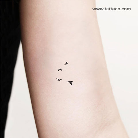 Minimalist Flying Birds Temporary Tattoo - Set of 3