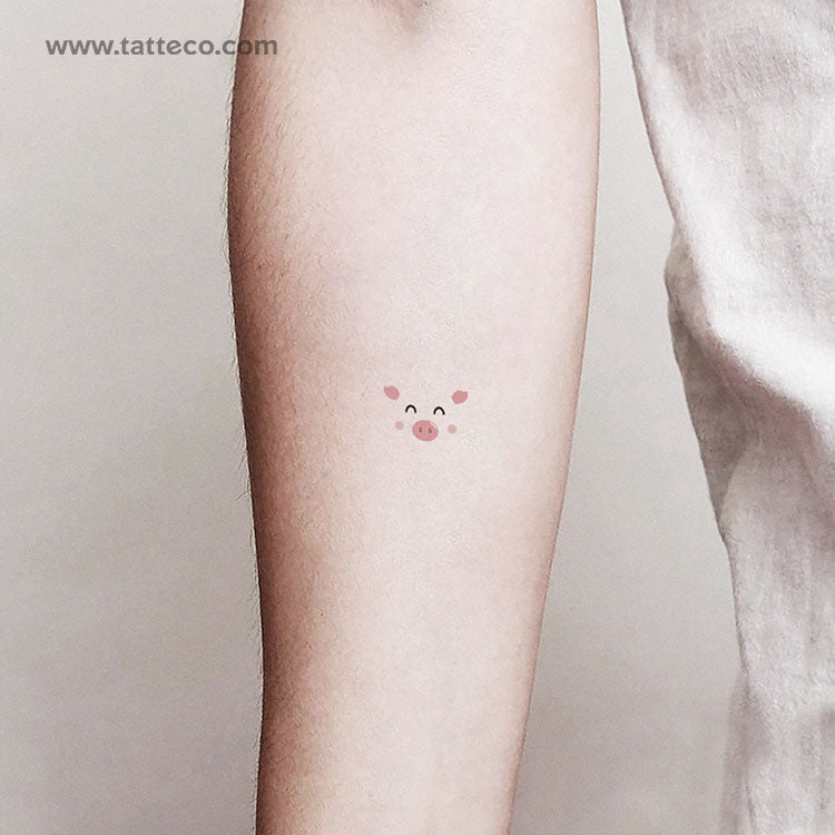 Minimalist Pig Face Temporary Tattoo - Set of 3