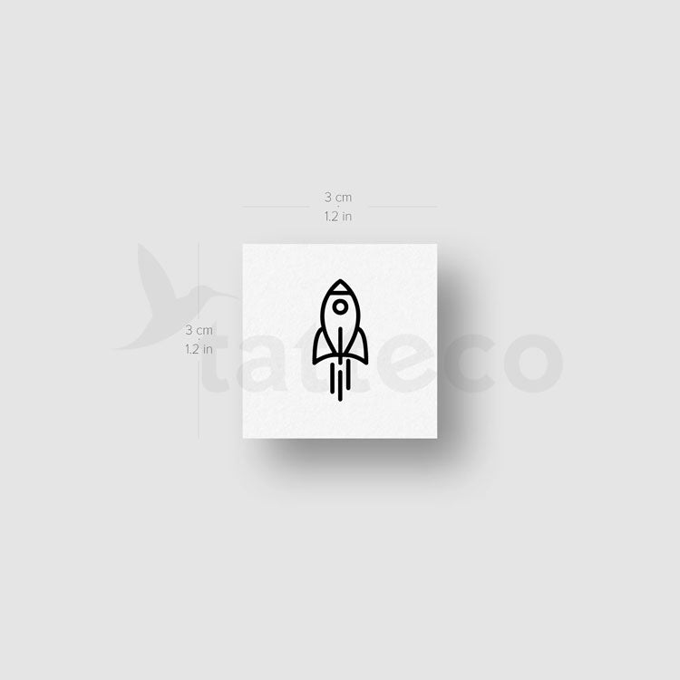 Minimalist Rocket Temporary Tattoo - Set of 3