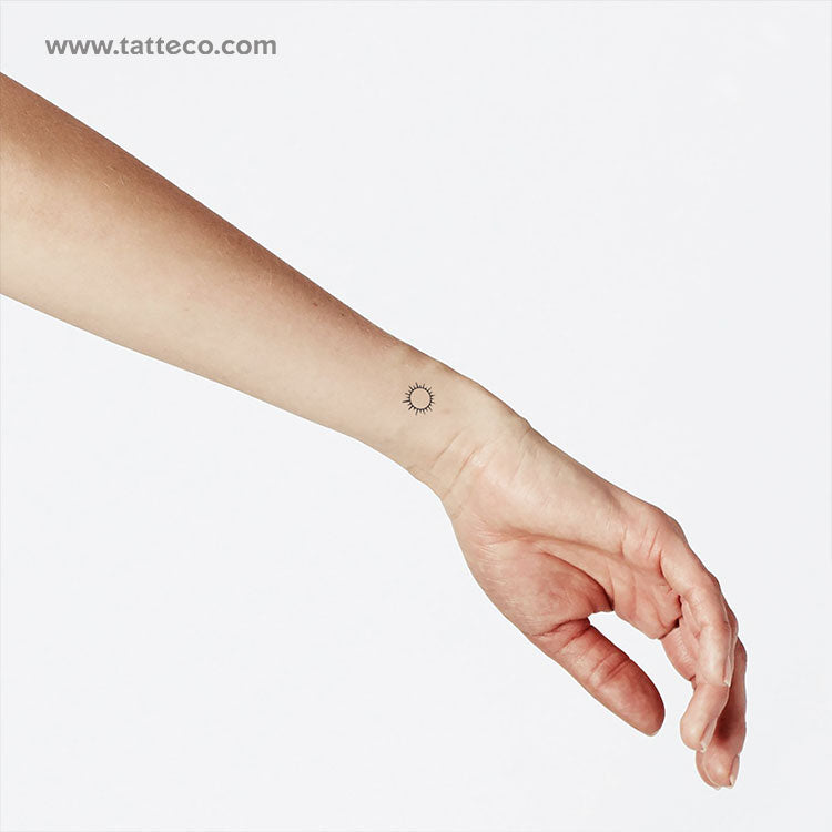 Small Shining Sun Temporary Tattoo - Set of 3