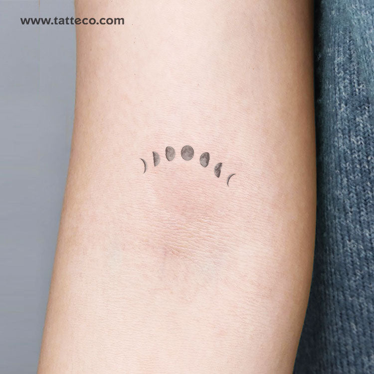 Small Lunar Phases Temporary Tattoo - Set of 3