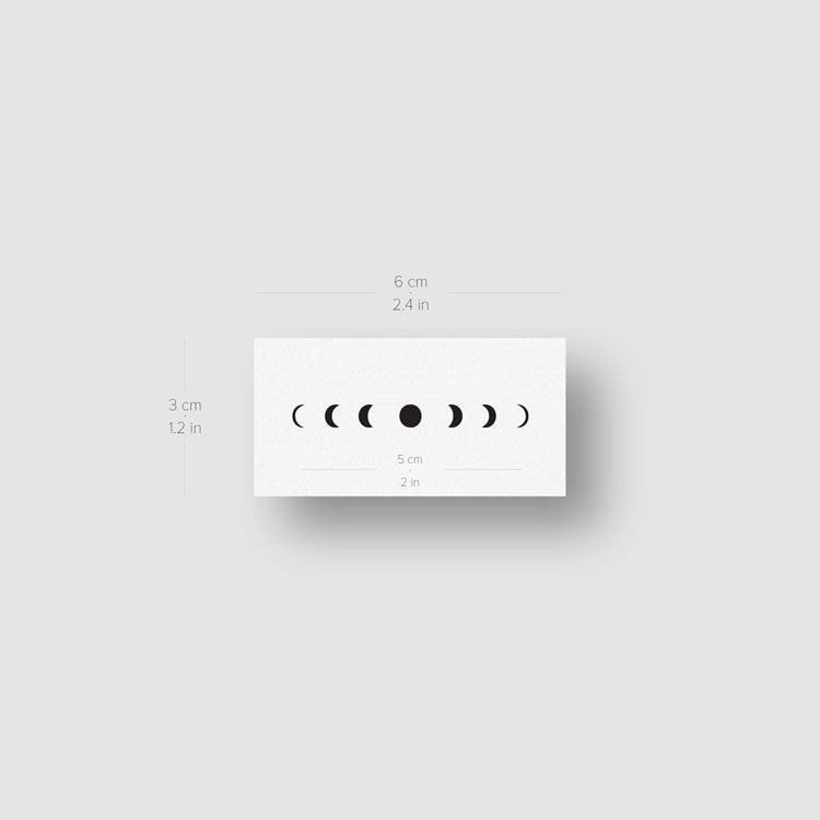 Minimalist Moon Phases Temporary Tattoo - Set of 3
