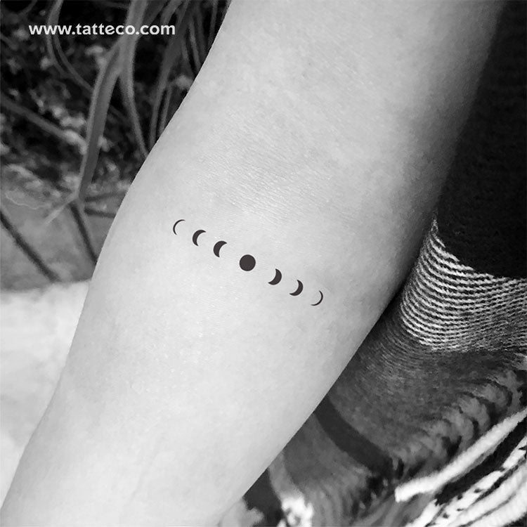 Minimalist Moon Phases Temporary Tattoo - Set of 3