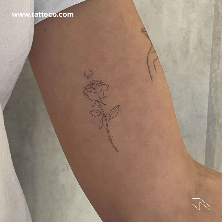Moon Rose by Jakenowicz Temporary Tattoo - Set of 3