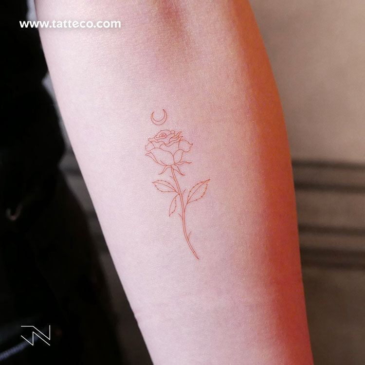 Moon Rose [Red] by Jakenowicz Temporary Tattoo - Set of 3